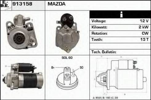 EDR 913158 - Starter alexcarstop-ersatzteile.com