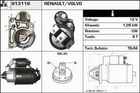 EDR 913116 - Starter alexcarstop-ersatzteile.com