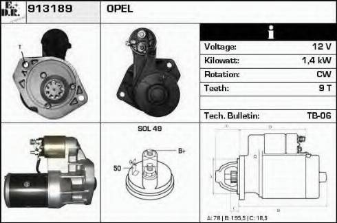 EDR 913189 - Starter alexcarstop-ersatzteile.com