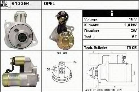 EDR 913394 - Starter alexcarstop-ersatzteile.com