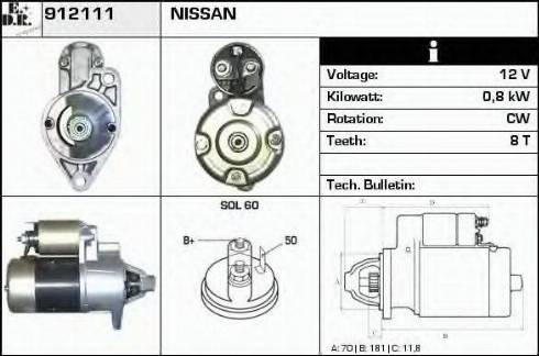 EDR 912111 - Starter alexcarstop-ersatzteile.com