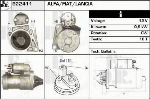 EDR 922411 - Starter alexcarstop-ersatzteile.com