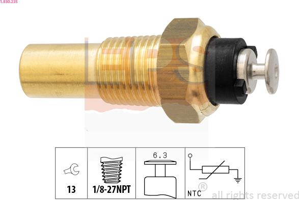 EPS 1.830.235 - Sensor, Kühlmitteltemperatur alexcarstop-ersatzteile.com