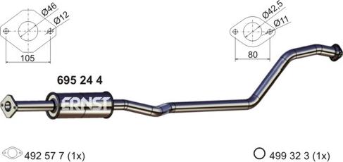 ERNST 695244 - Mittelschalldämpfer alexcarstop-ersatzteile.com