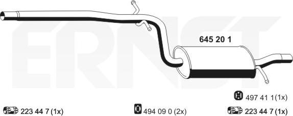 ERNST 645201 - Mittelschalldämpfer alexcarstop-ersatzteile.com