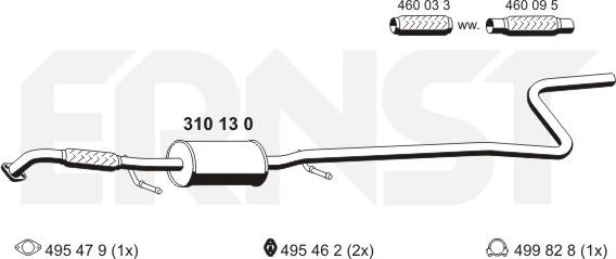 ERNST 310130 - Mittelschalldämpfer alexcarstop-ersatzteile.com