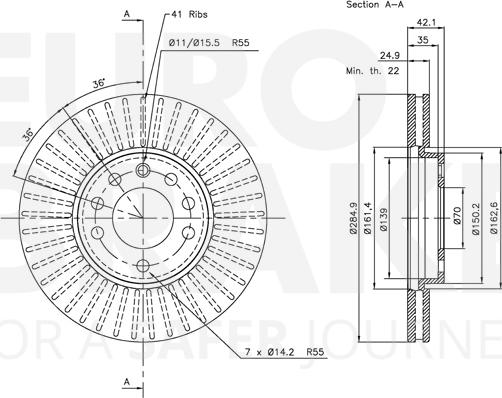 Eurobrake 5815313645 - Bremsscheibe alexcarstop-ersatzteile.com