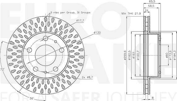 Eurobrake 5815201943 - Bremsscheibe alexcarstop-ersatzteile.com