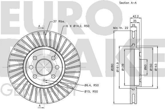 Eurobrake 5815203652 - Bremsscheibe alexcarstop-ersatzteile.com