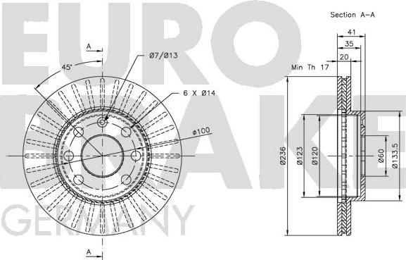 Eurobrake 5815203608 - Bremsscheibe alexcarstop-ersatzteile.com