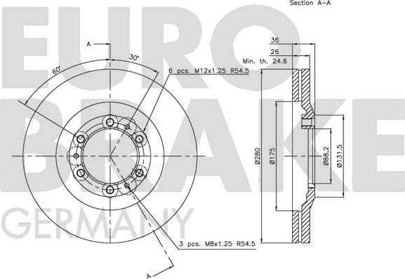 Eurobrake 5815203628 - Bremsscheibe alexcarstop-ersatzteile.com