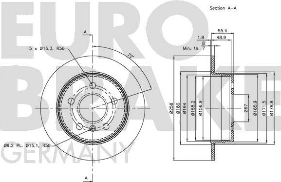 Eurobrake 5815203374 - Bremsscheibe alexcarstop-ersatzteile.com