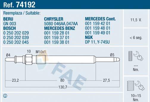 FAE 74192 - Glühkerze alexcarstop-ersatzteile.com