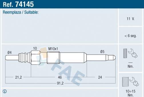 FAE 74145 - Glühkerze alexcarstop-ersatzteile.com