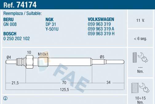 FAE 74174 - Glühkerze alexcarstop-ersatzteile.com