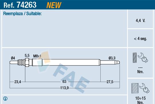 FAE 74263 - Glühkerze alexcarstop-ersatzteile.com