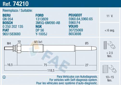 FAE 74210 - Glühkerze alexcarstop-ersatzteile.com