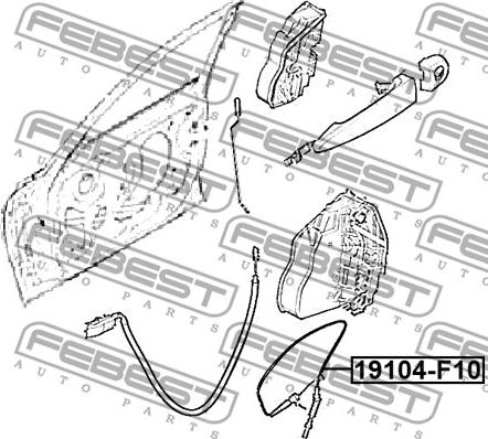 Febest 19104-F10 - Seilzug, Türentriegelung alexcarstop-ersatzteile.com