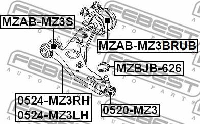 Febest MZAB-MZ3BRUB - Lagerung, Lenker alexcarstop-ersatzteile.com