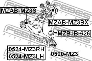 Febest MZAB-MZ3BX - Lagerung, Lenker alexcarstop-ersatzteile.com