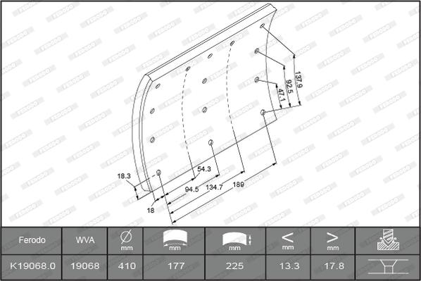 Ferodo K19068.0TG - Bremsbelagsatz, Trommelbremse alexcarstop-ersatzteile.com