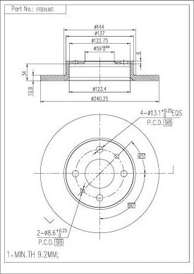 FI.BA FBD105 - Bremsscheibe alexcarstop-ersatzteile.com