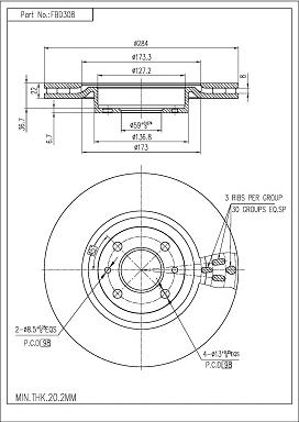 FI.BA FBD308 - Bremsscheibe alexcarstop-ersatzteile.com