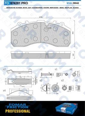 FOMAR Friction FO 674281 - Bremsbelagsatz, Scheibenbremse alexcarstop-ersatzteile.com