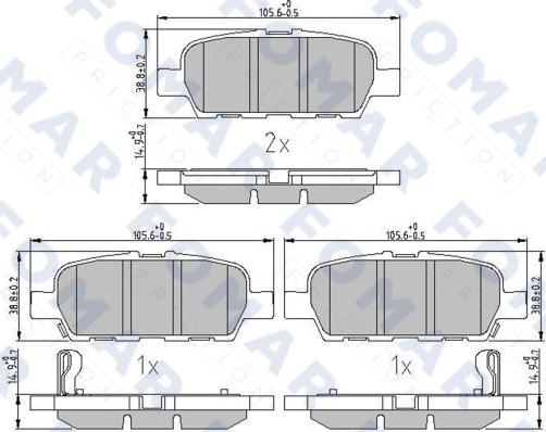 FOMAR Friction FO 809681 - Bremsbelagsatz, Scheibenbremse alexcarstop-ersatzteile.com