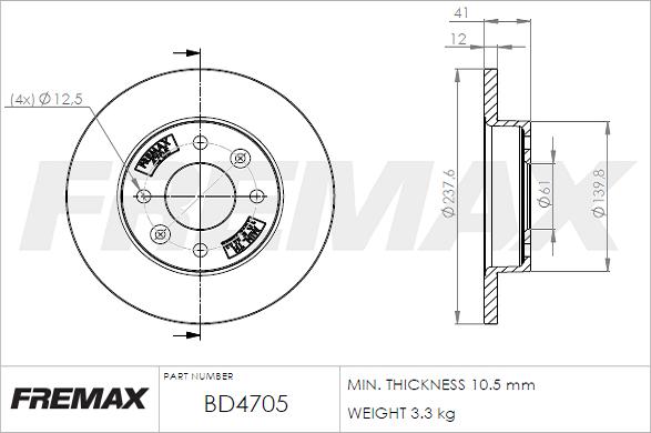 FREMAX BD-4705 - Bremsscheibe alexcarstop-ersatzteile.com