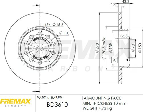 FREMAX BD-3610 - Bremsscheibe alexcarstop-ersatzteile.com