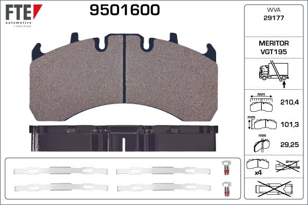 FTE 9501600 - Bremsbelagsatz, Scheibenbremse alexcarstop-ersatzteile.com