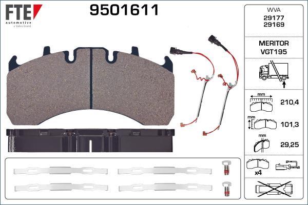 FTE 9501611 - Bremsbelagsatz, Scheibenbremse alexcarstop-ersatzteile.com