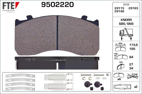 FTE 9502220 - Bremsbelagsatz, Scheibenbremse alexcarstop-ersatzteile.com