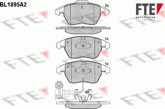 FTE BL1895A2 - Bremsbelagsatz, Scheibenbremse alexcarstop-ersatzteile.com