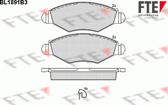 FTE BL1891B3 - Bremsbelagsatz, Scheibenbremse alexcarstop-ersatzteile.com