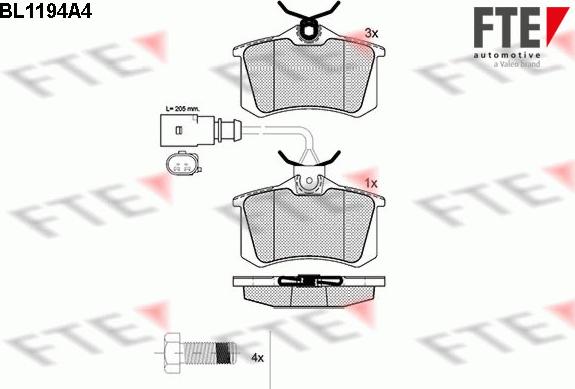 FTE BL1194A4 - Bremsbelagsatz, Scheibenbremse alexcarstop-ersatzteile.com