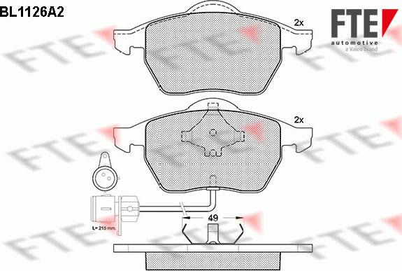 FTE BL1126A2 - Bremsbelagsatz, Scheibenbremse alexcarstop-ersatzteile.com