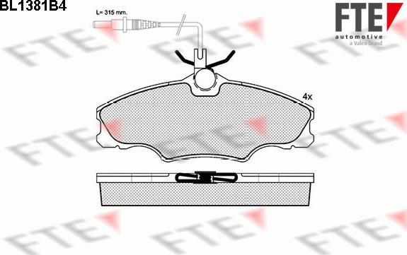 FTE BL1381B4 - Bremsbelagsatz, Scheibenbremse alexcarstop-ersatzteile.com