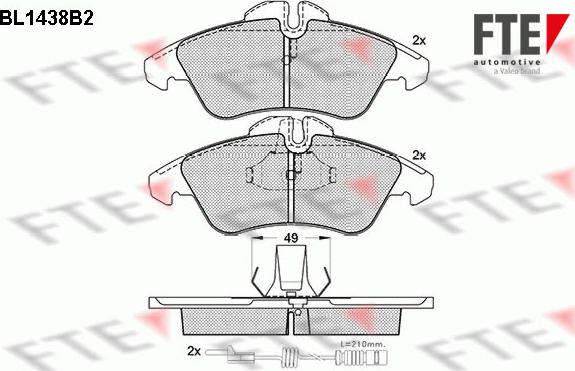 FTE BL1438B2 - Bremsbelagsatz, Scheibenbremse alexcarstop-ersatzteile.com