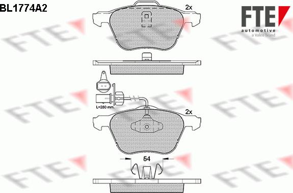 FTE BL1774A2 - Bremsbelagsatz, Scheibenbremse alexcarstop-ersatzteile.com