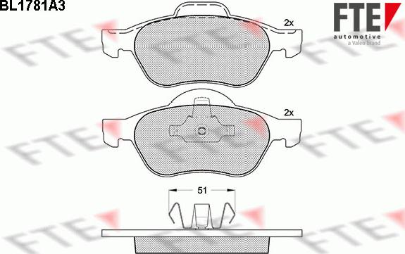 FTE BL1781A3 - Bremsbelagsatz, Scheibenbremse alexcarstop-ersatzteile.com