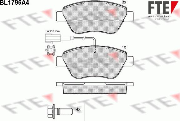 FTE BL1796A4 - Bremsbelagsatz, Scheibenbremse alexcarstop-ersatzteile.com