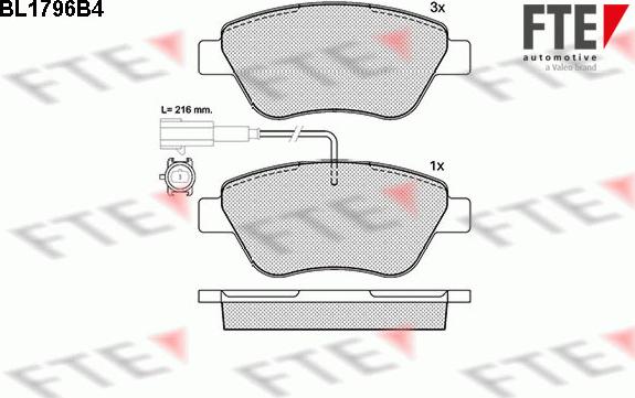 FTE BL1796B4 - Bremsbelagsatz, Scheibenbremse alexcarstop-ersatzteile.com