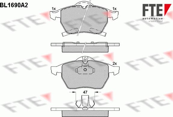 FTE BL1690A2 - Bremsbelagsatz, Scheibenbremse alexcarstop-ersatzteile.com