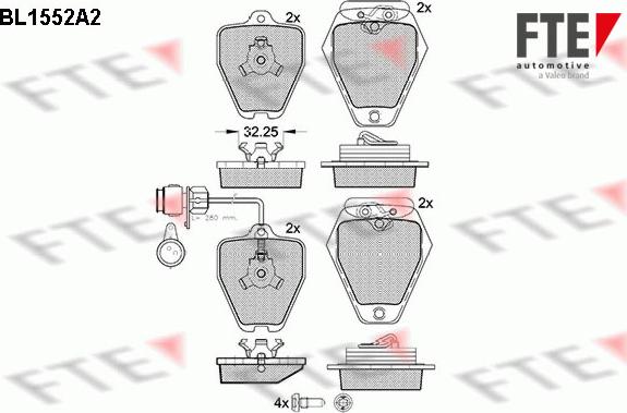 FTE BL1552A2 - Bremsbelagsatz, Scheibenbremse alexcarstop-ersatzteile.com