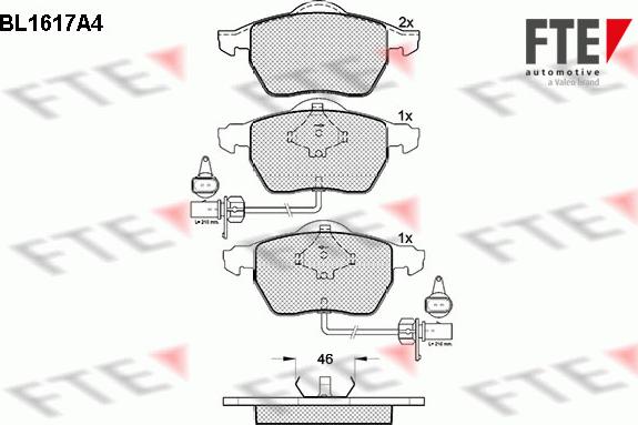 FTE BL1617A4 - Bremsbelagsatz, Scheibenbremse alexcarstop-ersatzteile.com