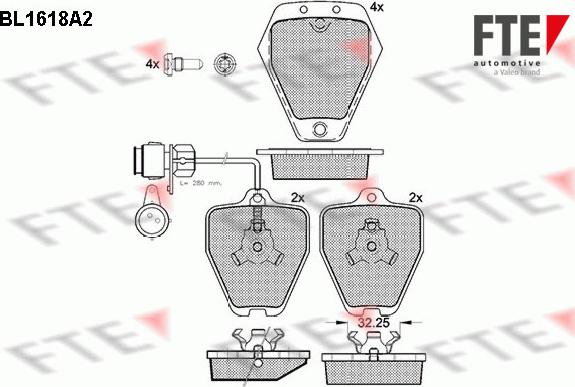 FTE BL1618A2 - Bremsbelagsatz, Scheibenbremse alexcarstop-ersatzteile.com