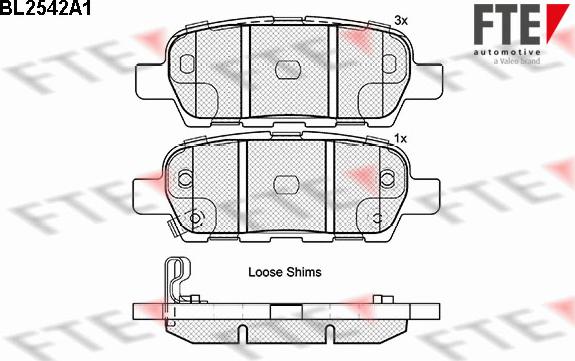 FTE BL2542A1 - Bremsbelagsatz, Scheibenbremse alexcarstop-ersatzteile.com