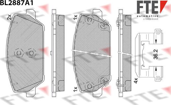 FTE BL2887A1 - Bremsbelagsatz, Scheibenbremse alexcarstop-ersatzteile.com